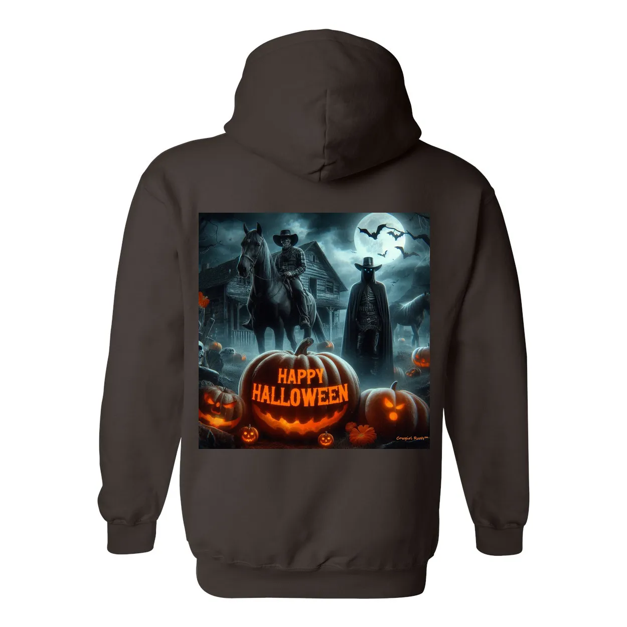 Happy Western Hallows Eve Hooded Sweatshirt Front Pocket Hoodies