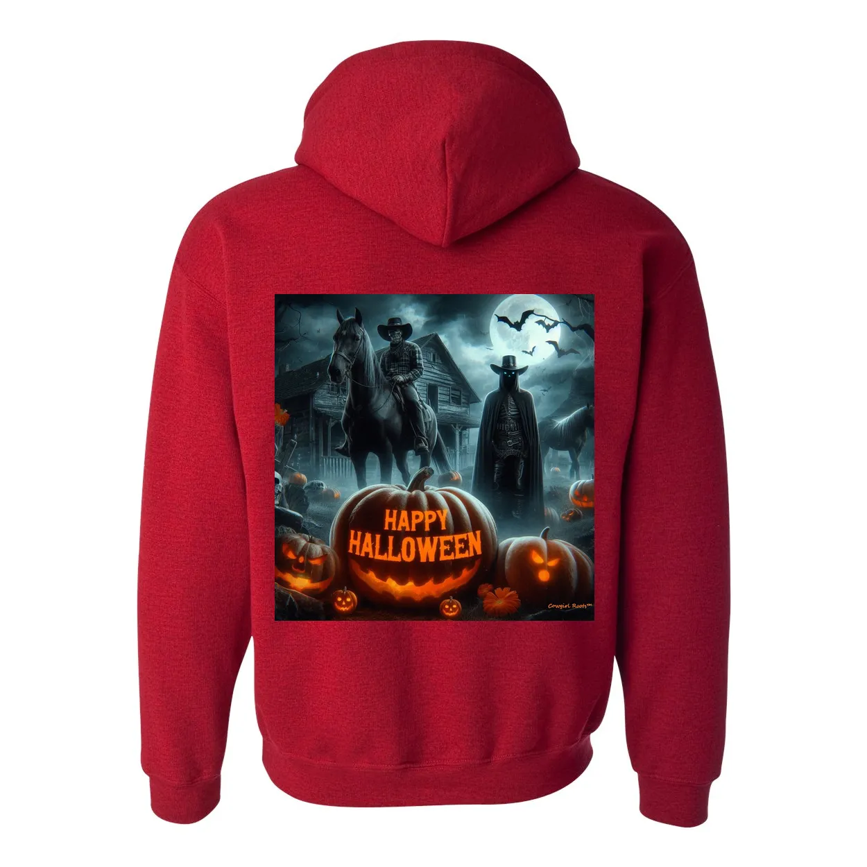 Happy Western Hallows Eve Hooded Sweatshirt Front Pocket Hoodies