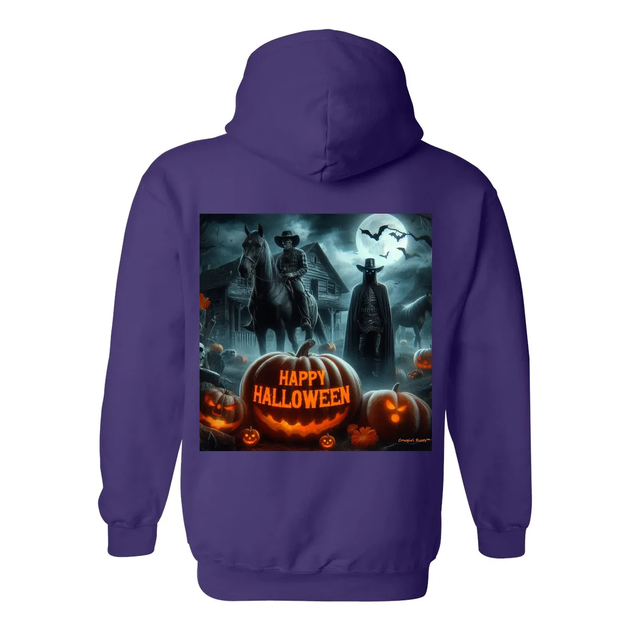 Happy Western Hallows Eve Hooded Sweatshirt Front Pocket Hoodies