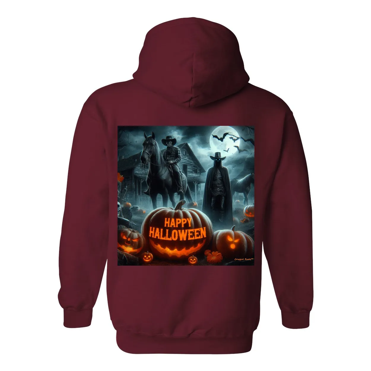 Happy Western Hallows Eve Hooded Sweatshirt Front Pocket Hoodies