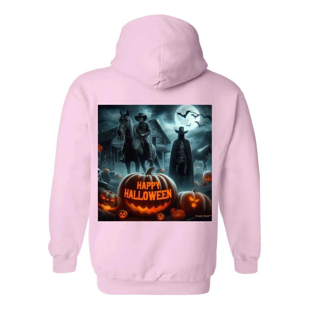 Happy Western Hallows Eve Hooded Sweatshirt Front Pocket Hoodies