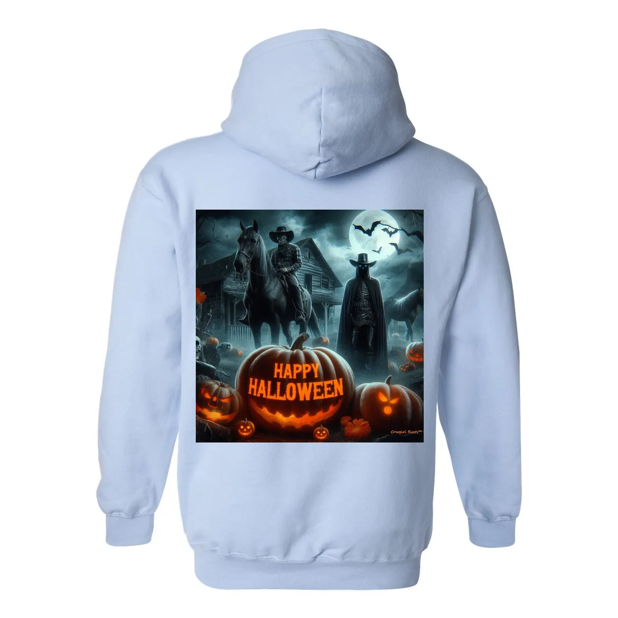 Happy Western Hallows Eve Hooded Sweatshirt Front Pocket Hoodies