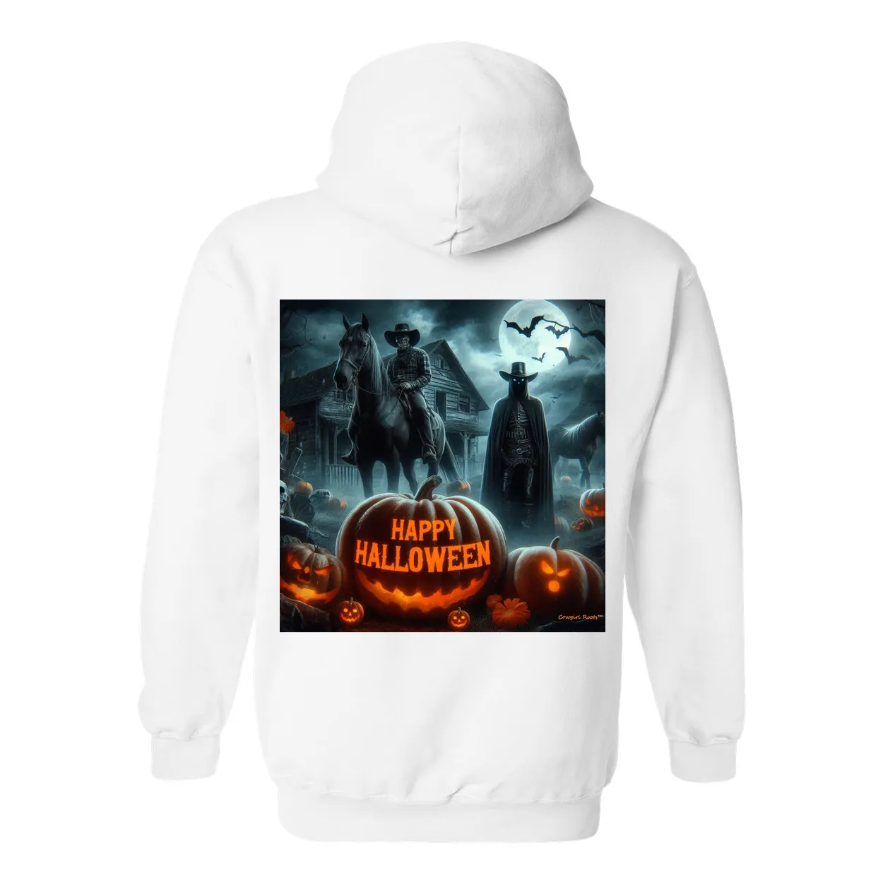 Happy Western Hallows Eve Hooded Sweatshirt Front Pocket Hoodies