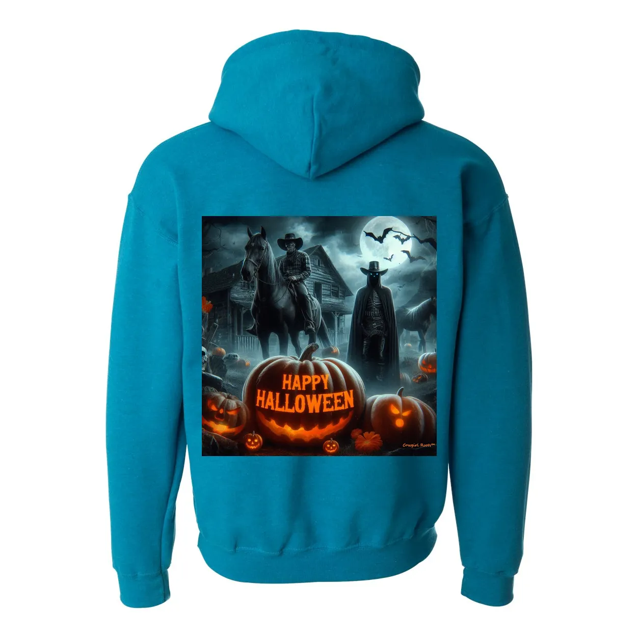 Happy Western Hallows Eve Hooded Sweatshirt Front Pocket Hoodies