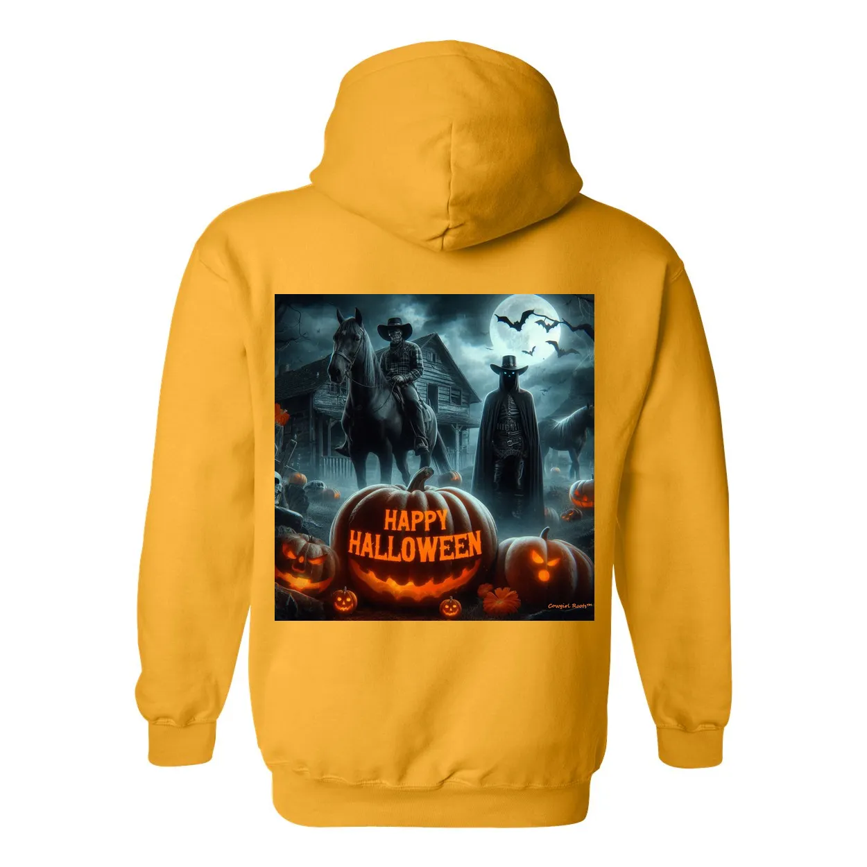 Happy Western Hallows Eve Hooded Sweatshirt Front Pocket Hoodies