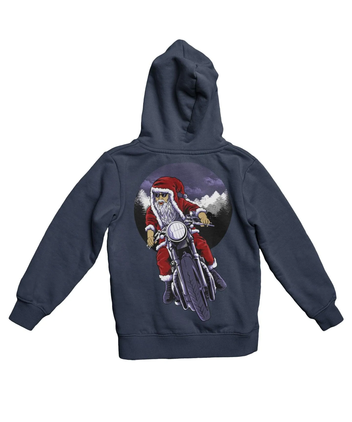 Holiday Rider Santa Back Printed Christmas Hoodie