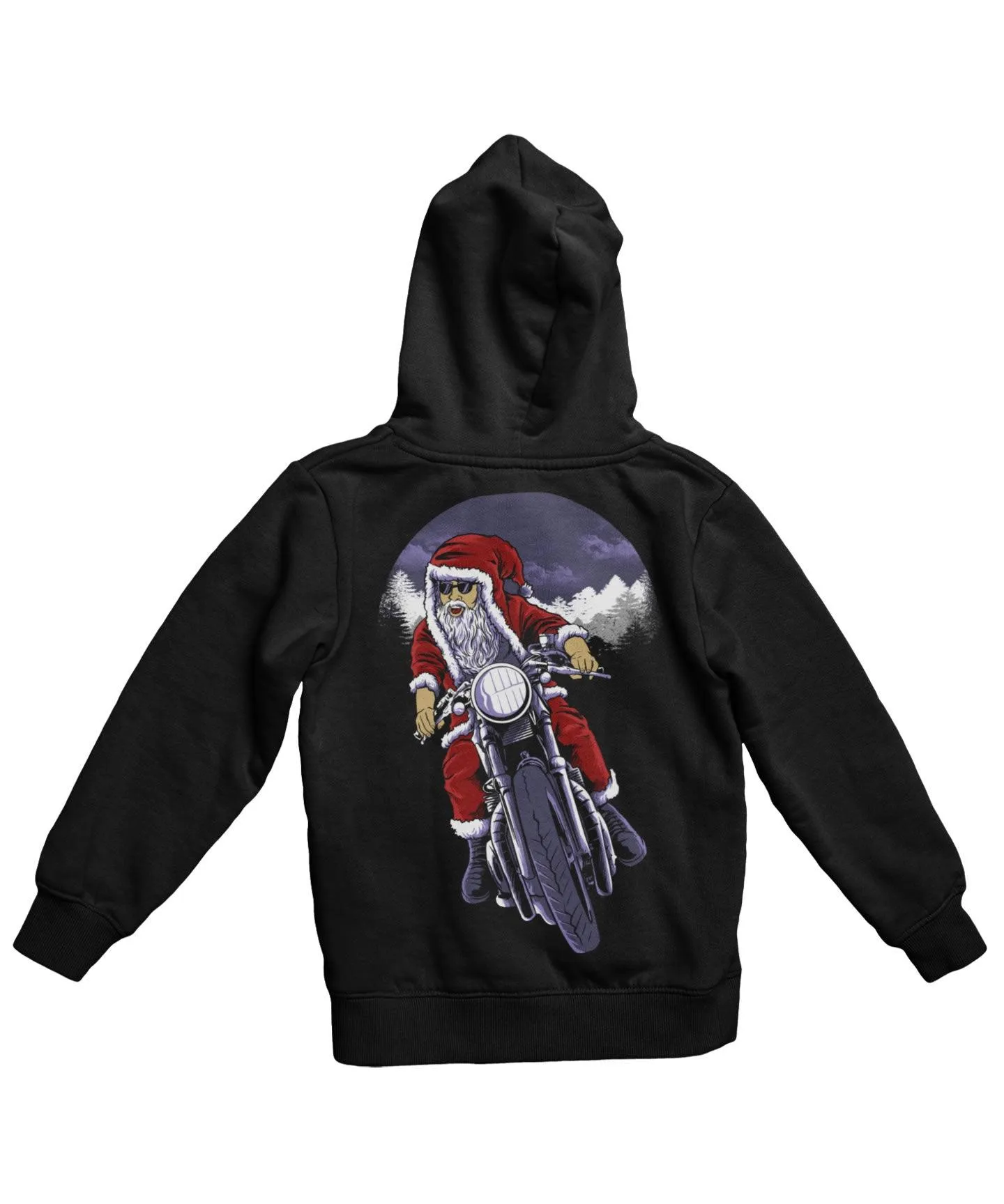 Holiday Rider Santa Back Printed Christmas Hoodie