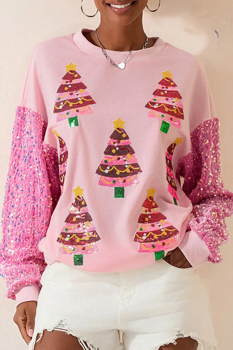 HTT1265 Gingerbread Sequin Holiday Sweater Top