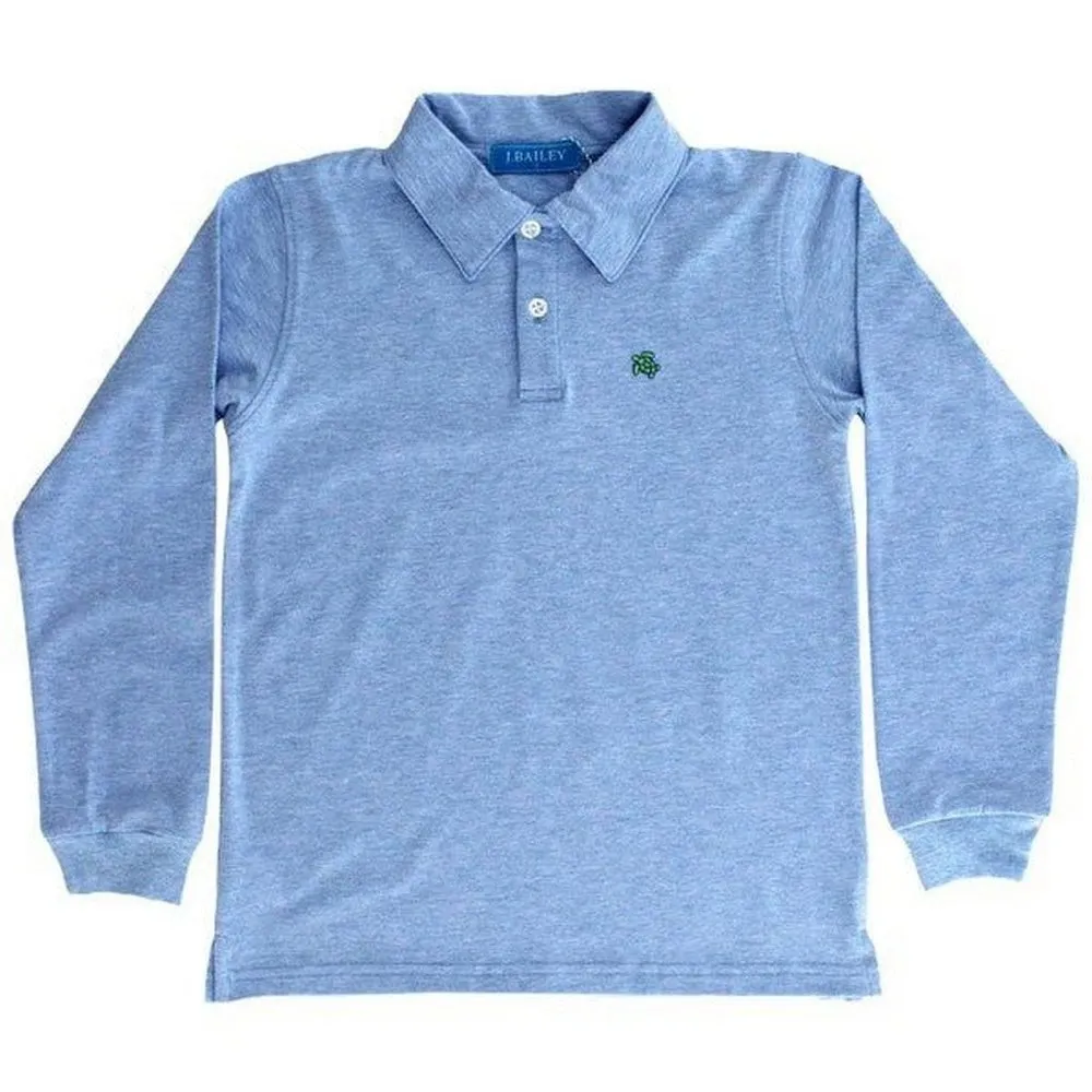 J Bailey by Bailey Boys Harry Long Sleeve Polo Heathered Blue