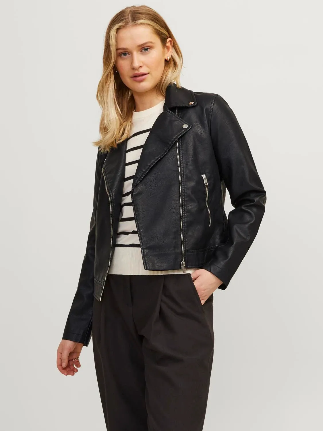 jxgail faux leather biker