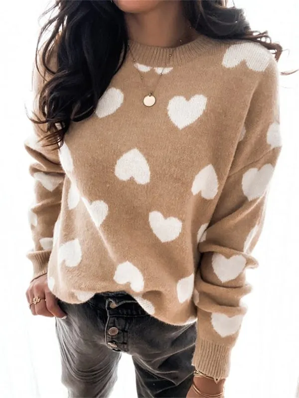 Knitted Cozy Love Long Sleeve Pullover Sweater