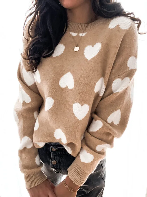 Knitted Cozy Love Long Sleeve Pullover Sweater