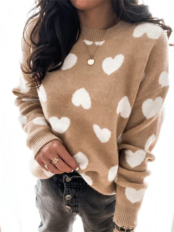 Knitted Cozy Love Long Sleeve Pullover Sweater