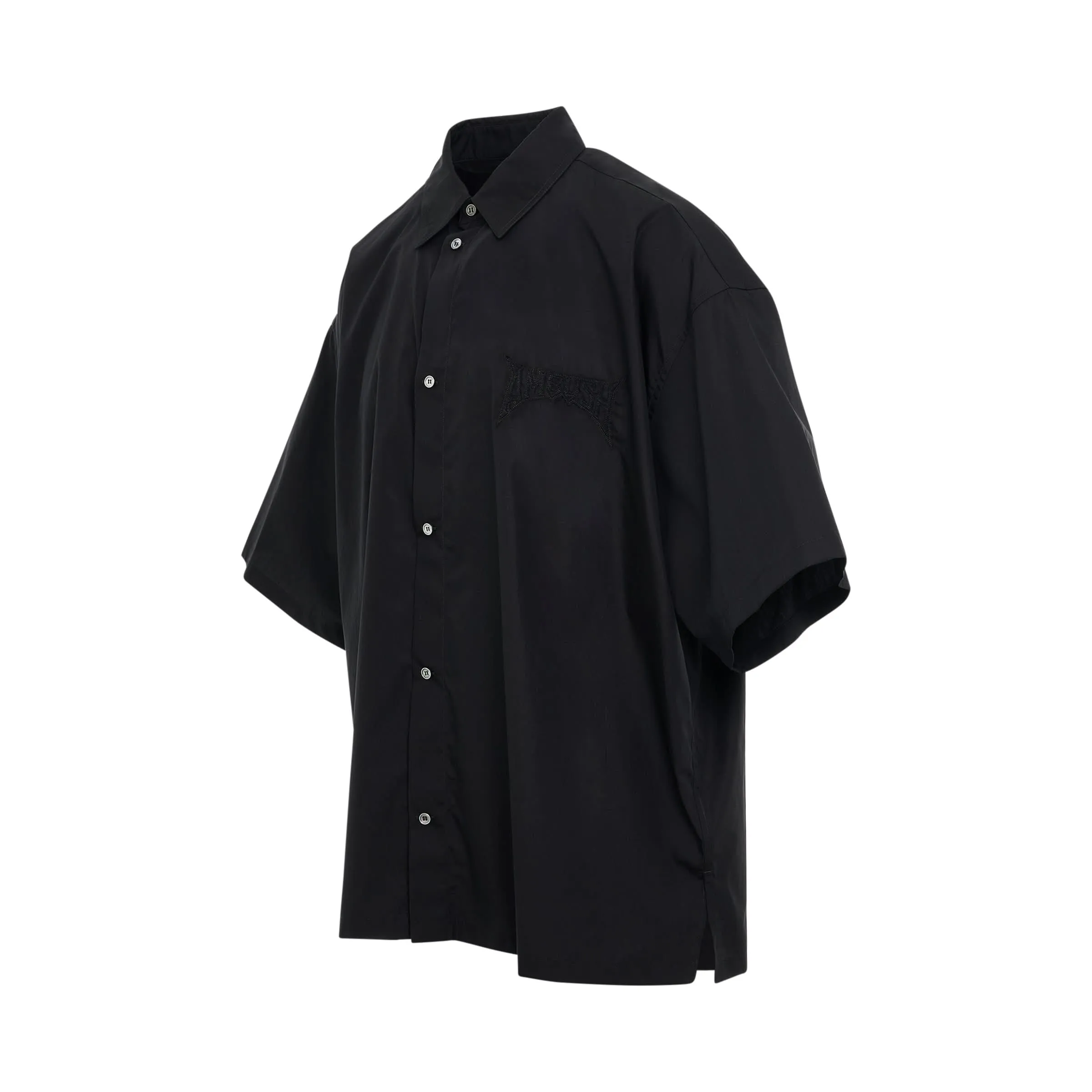 Logo Patch Short Sleeve Shirt in Black