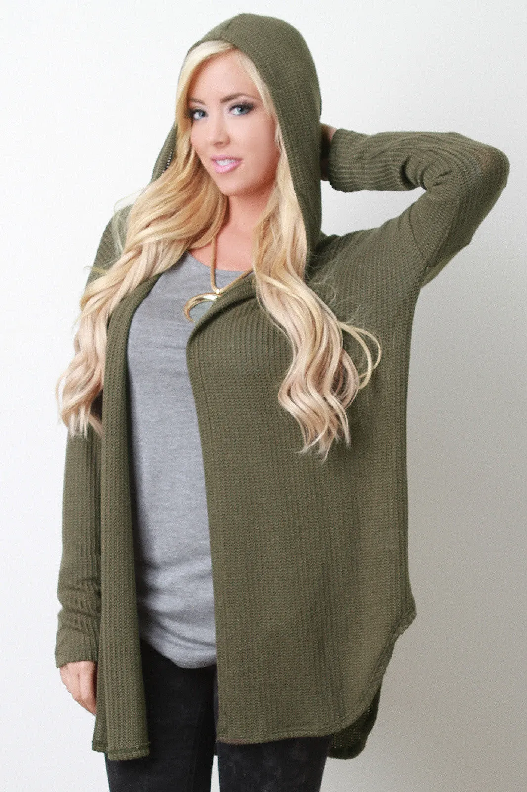 Loose Knit Hoodie Cardigan