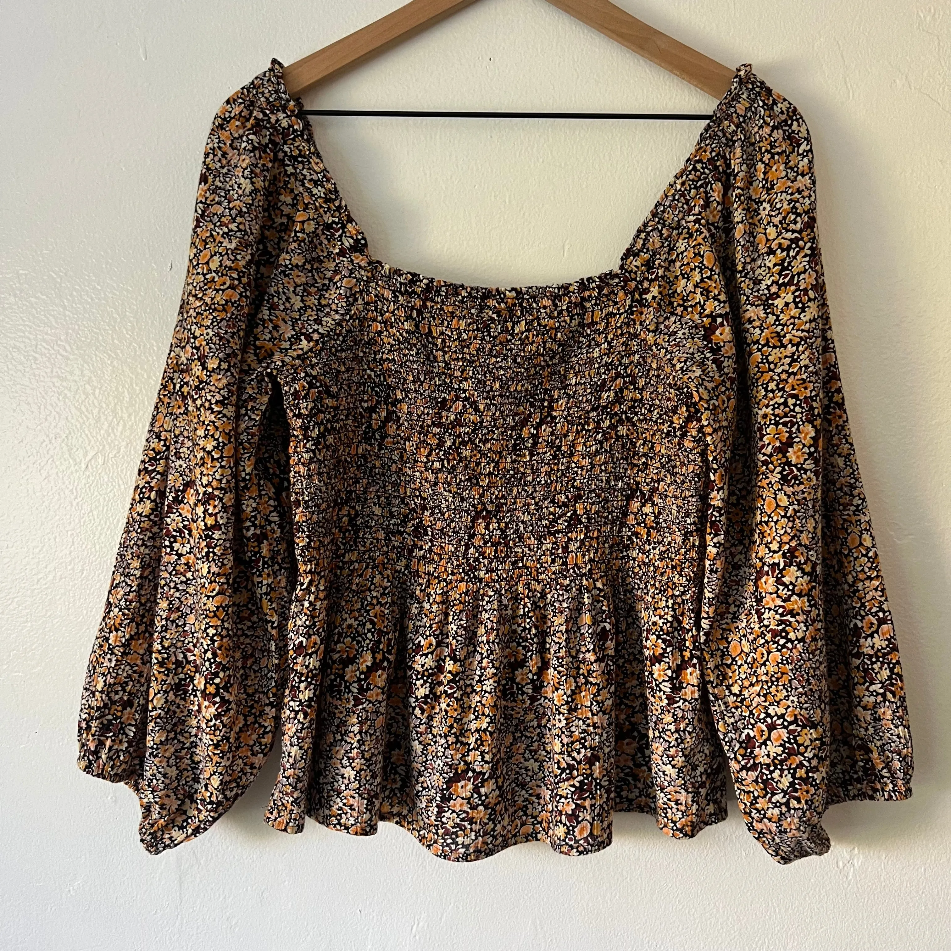 Madewell Lucie Floral Smocked Peplum Top