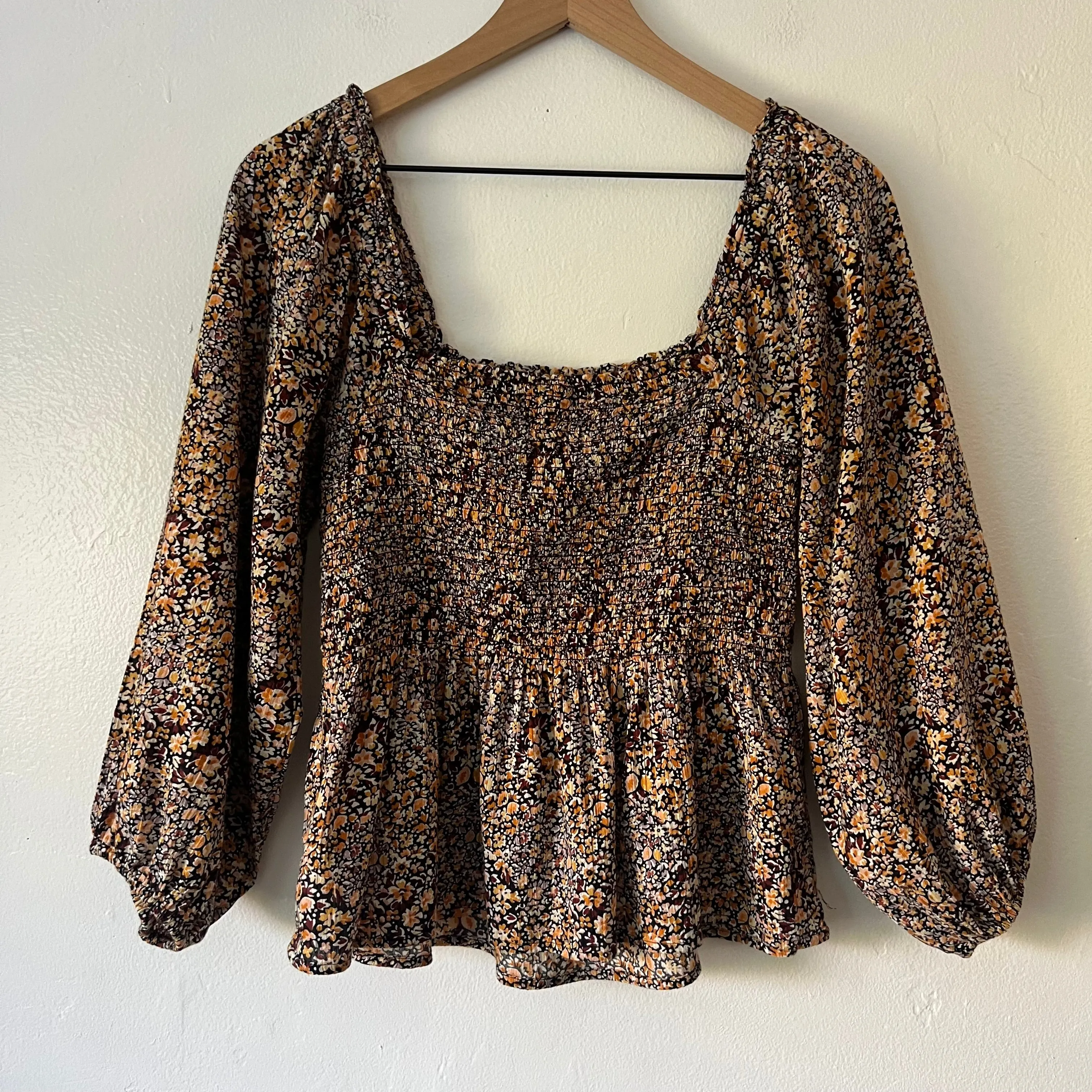 Madewell Lucie Floral Smocked Peplum Top