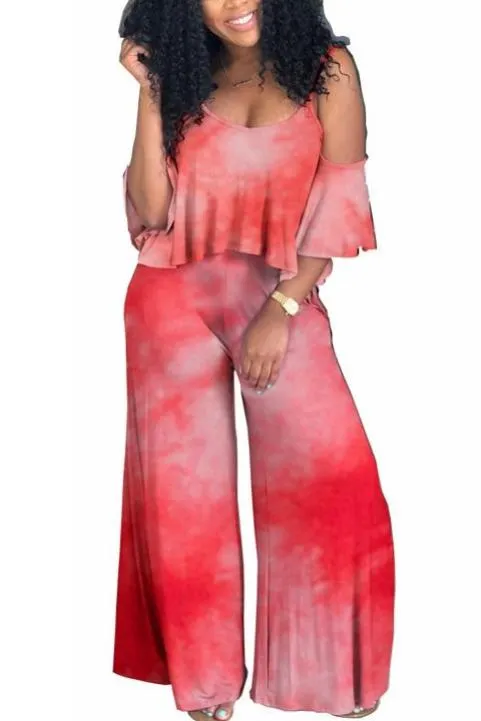 MB FASHION Off-Shoulder Flowy Top and Wide-Leg Pants Two-Piece Set LAST S SIZE RUN BIG