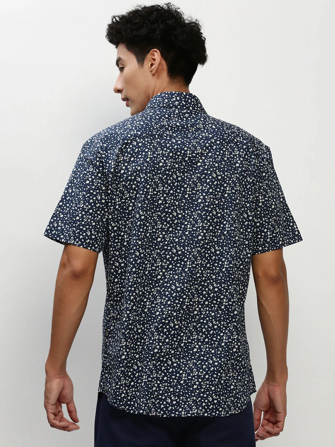 Men Navy Printed Casual Casual Shirts