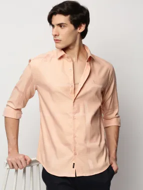 Men Peach Checked Casual Casual Shirts