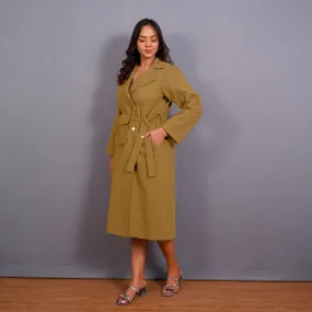 Mustard Warm Cotton Flannel Midi Blazer Dress