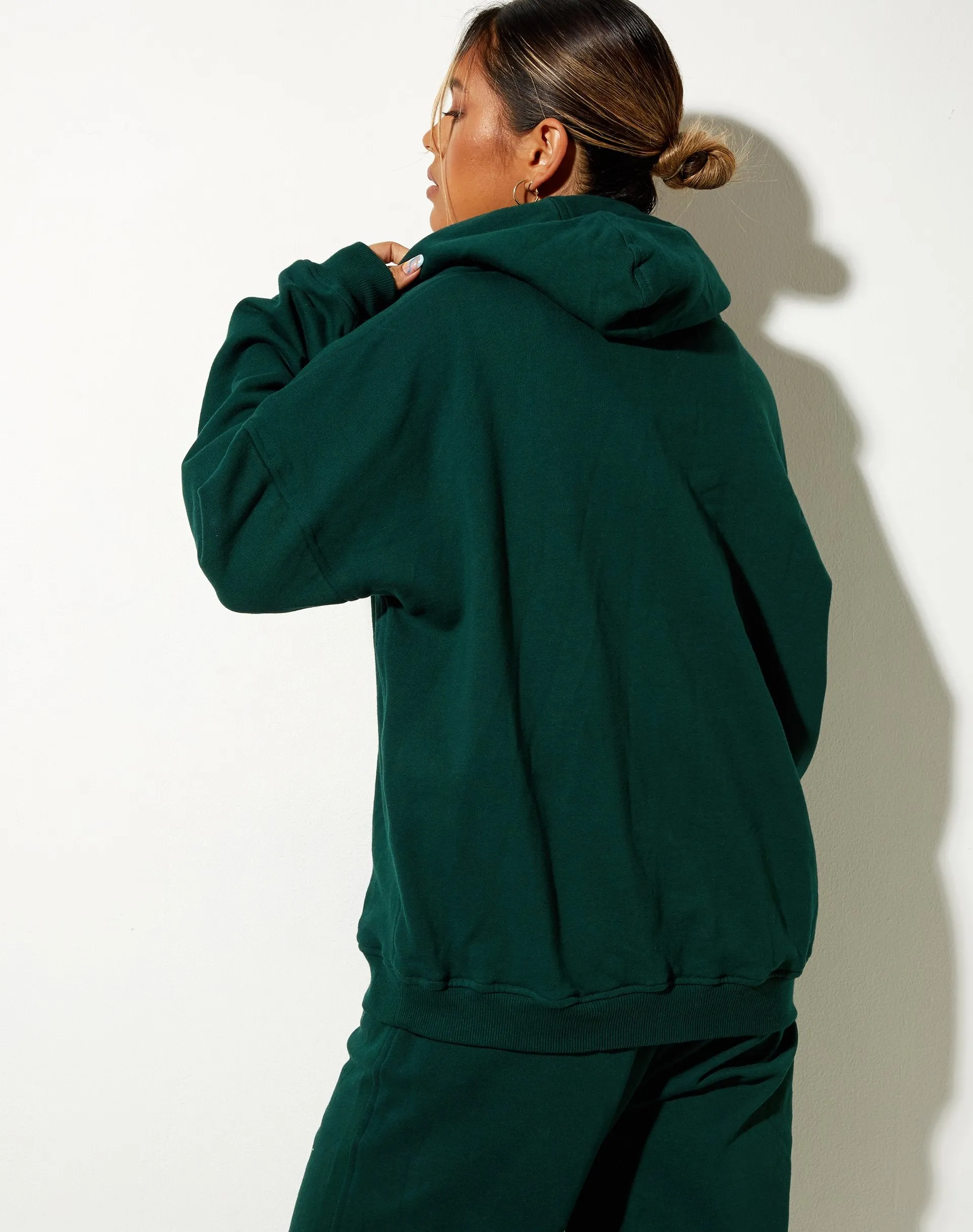 Oversize Hoodie in Bottle Green Cupid Embro