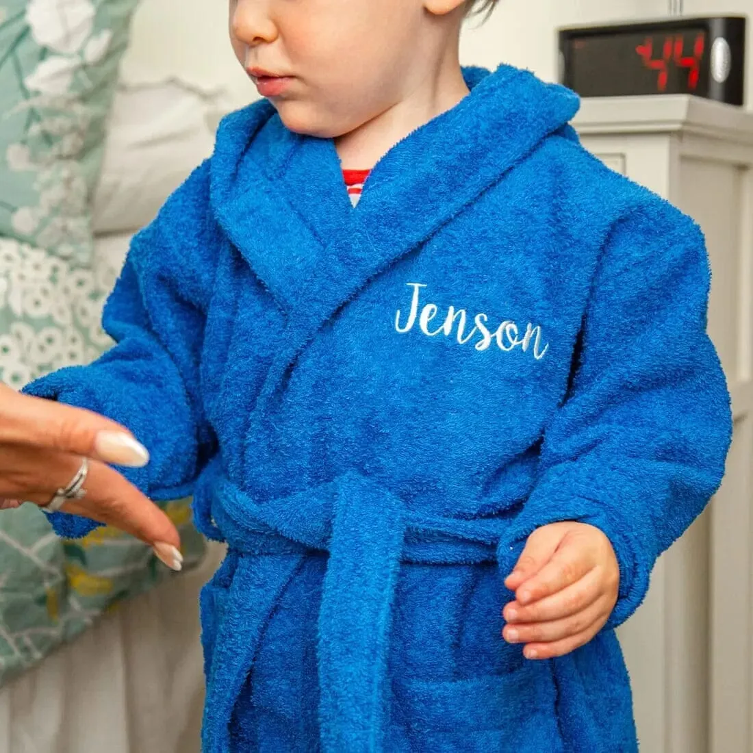 Personalised Children's Hooded Bathrobe Ages 2 to 12 - Front and Back Embroidery