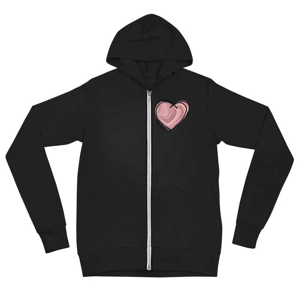 PINK "BE KIND" HEART LIGHT-WEIGHT ZIP HOODIE