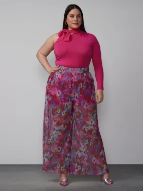 Plus Floral Plisse Palazzo Pant