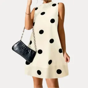 Polka dot round neck sleeveless dress