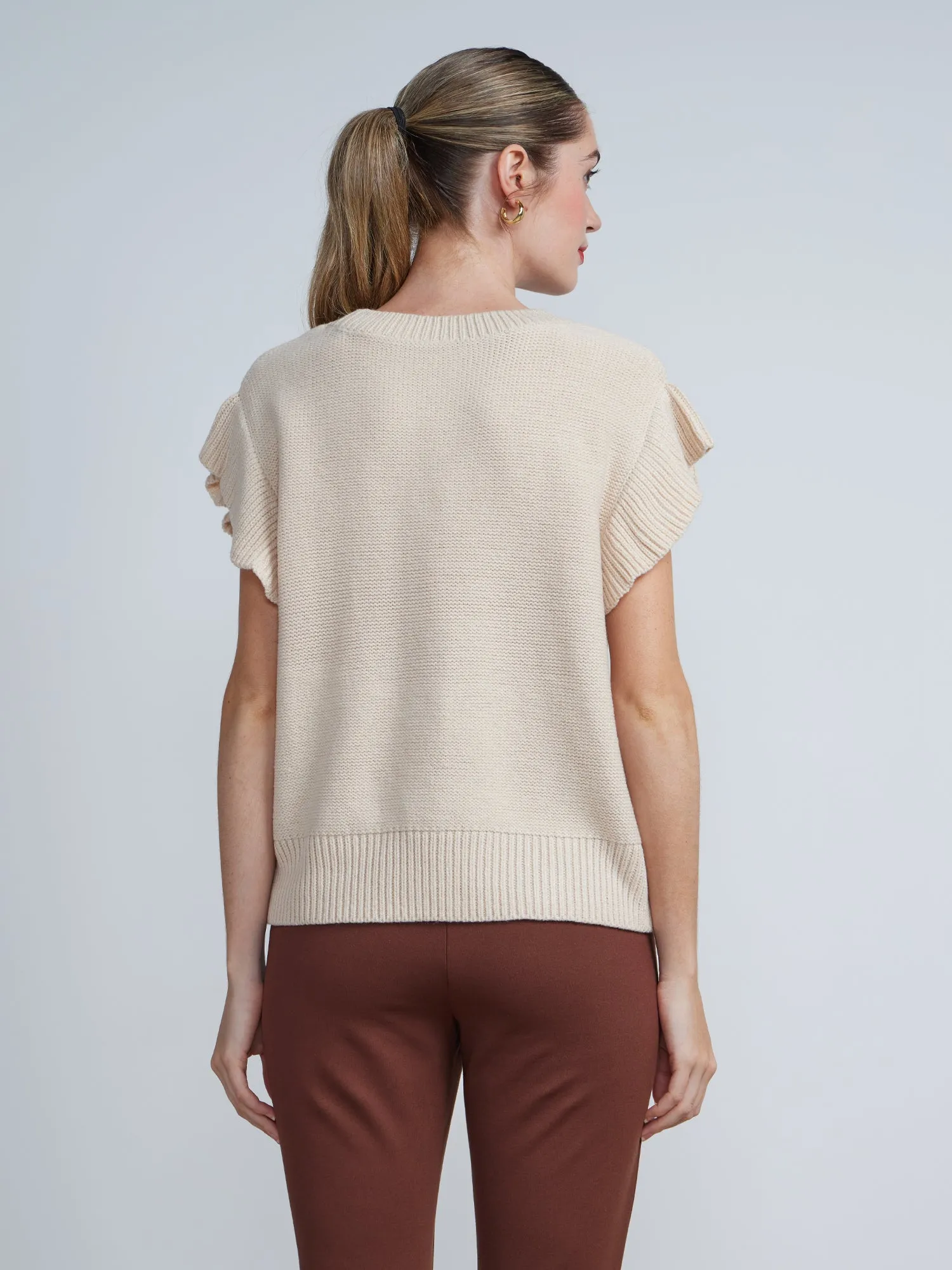 Ruffle Sleeve Bobble Sweater Tee