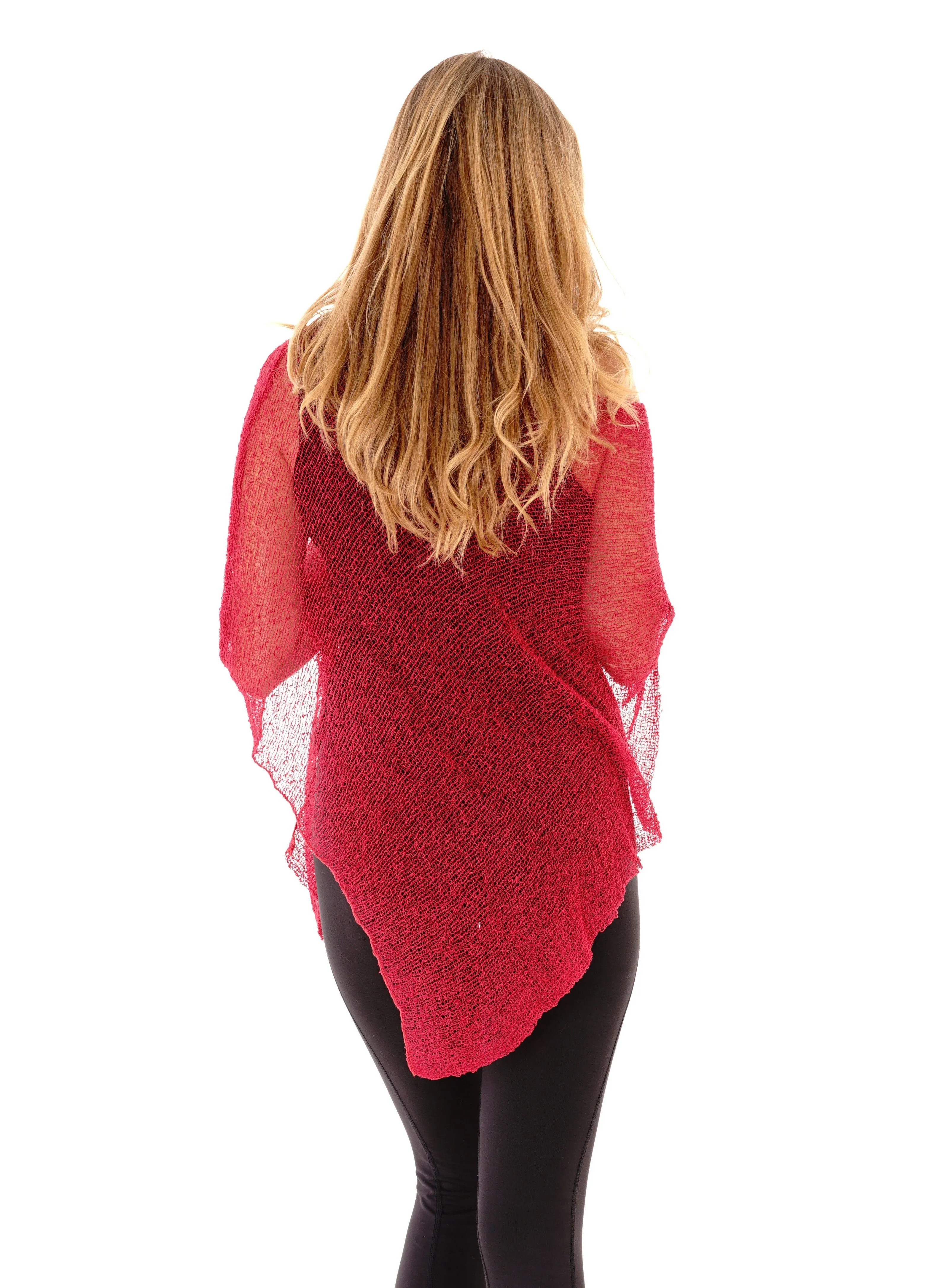 Sheer Knit Poncho Shrug - Lightweight Cover-Up by SHU-SHI