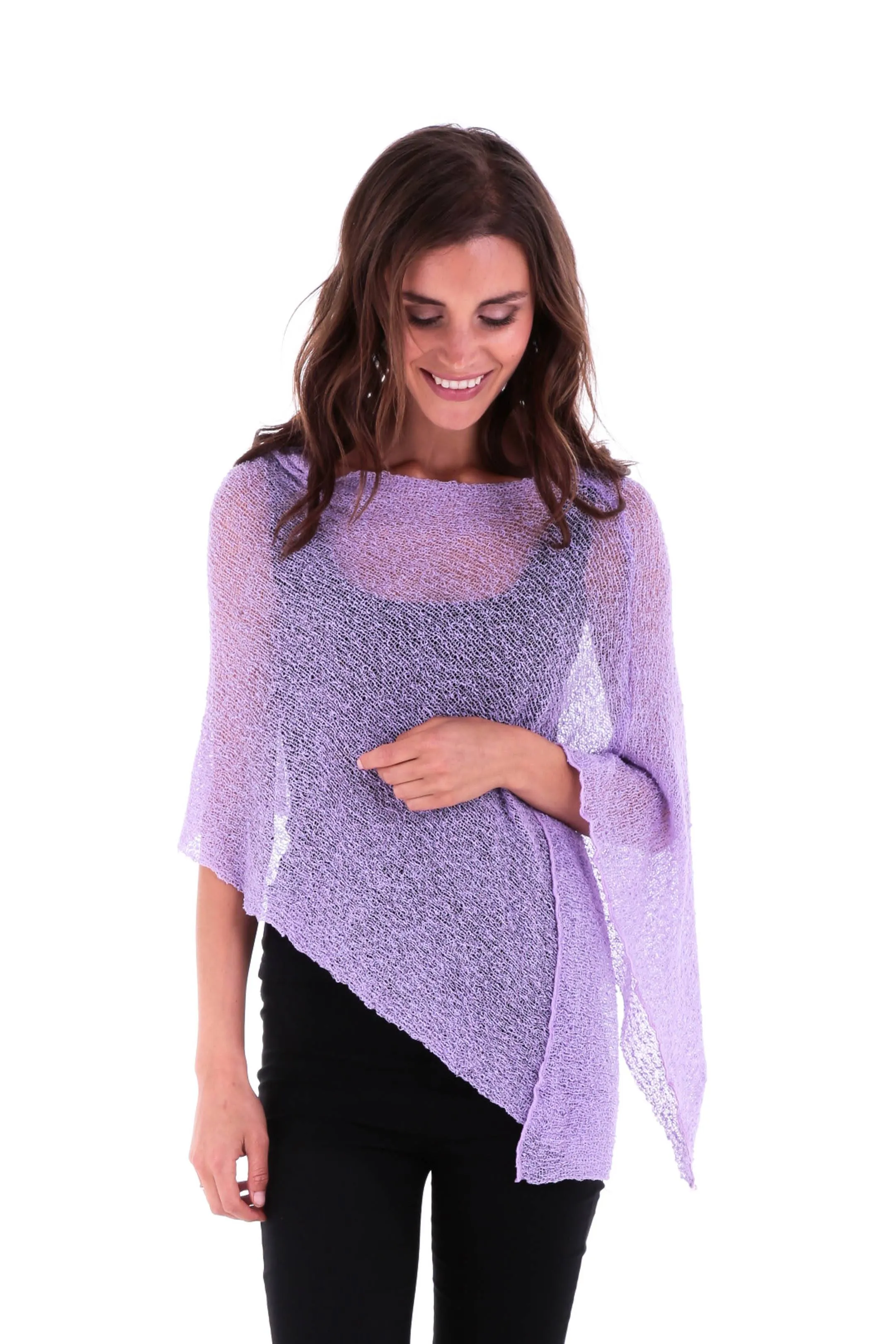 Sheer Knit Poncho Shrug - Lightweight Cover-Up by SHU-SHI