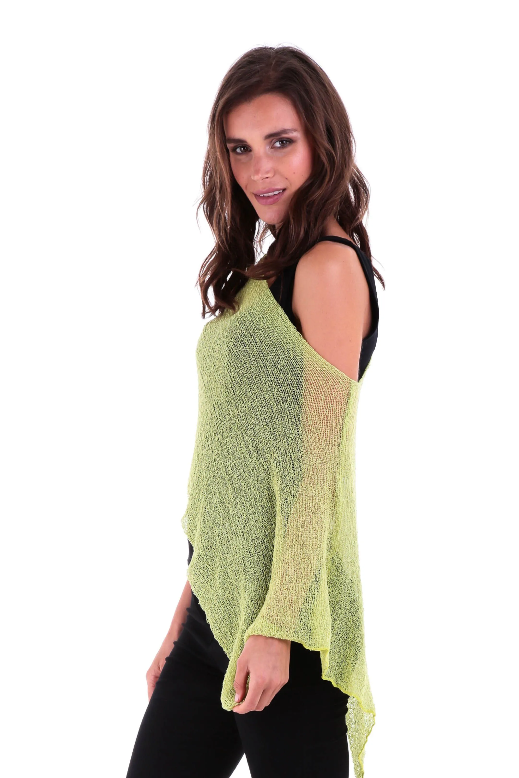 Sheer Knit Poncho Shrug - Lightweight Cover-Up by SHU-SHI