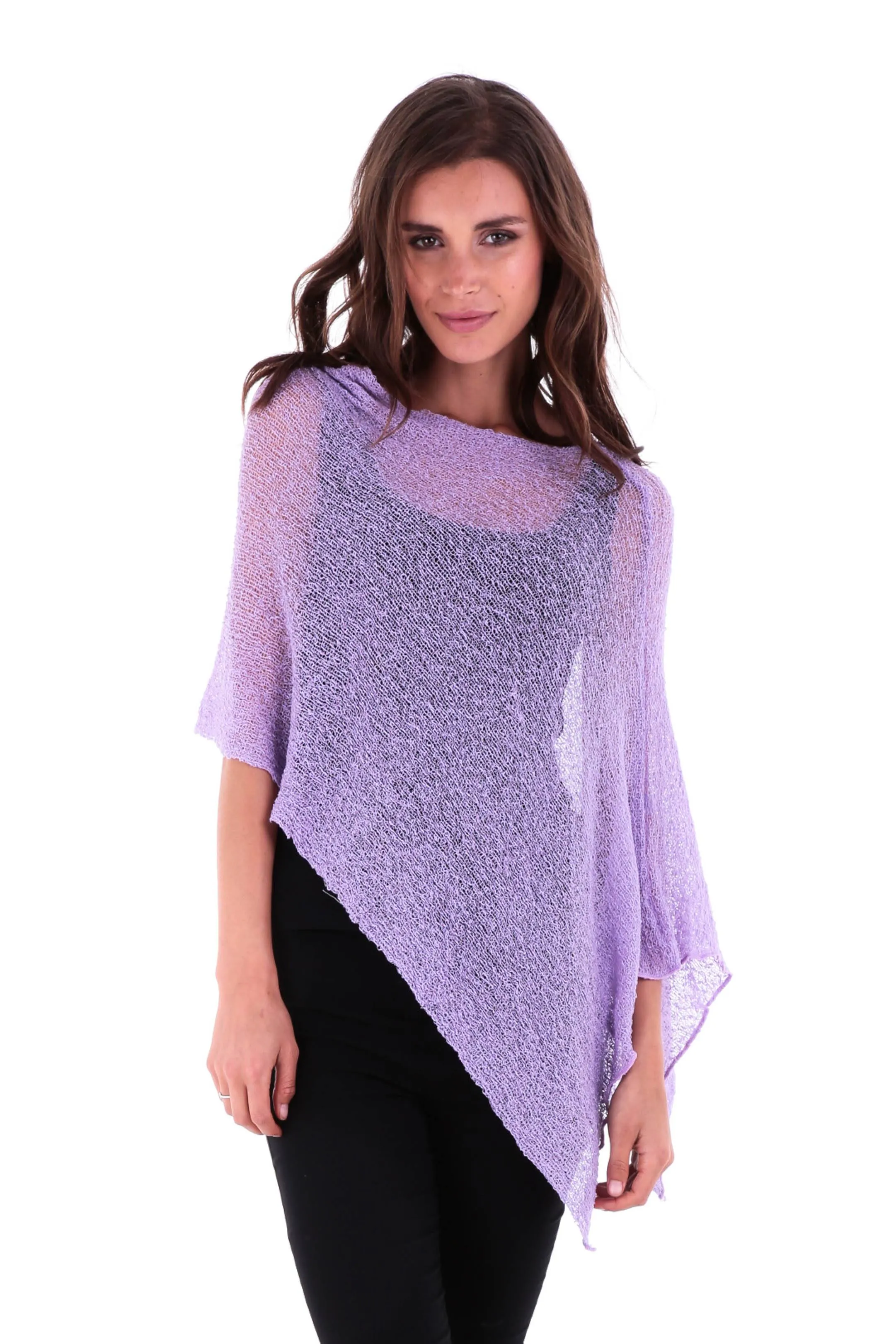 Sheer Knit Poncho Shrug - Lightweight Cover-Up by SHU-SHI