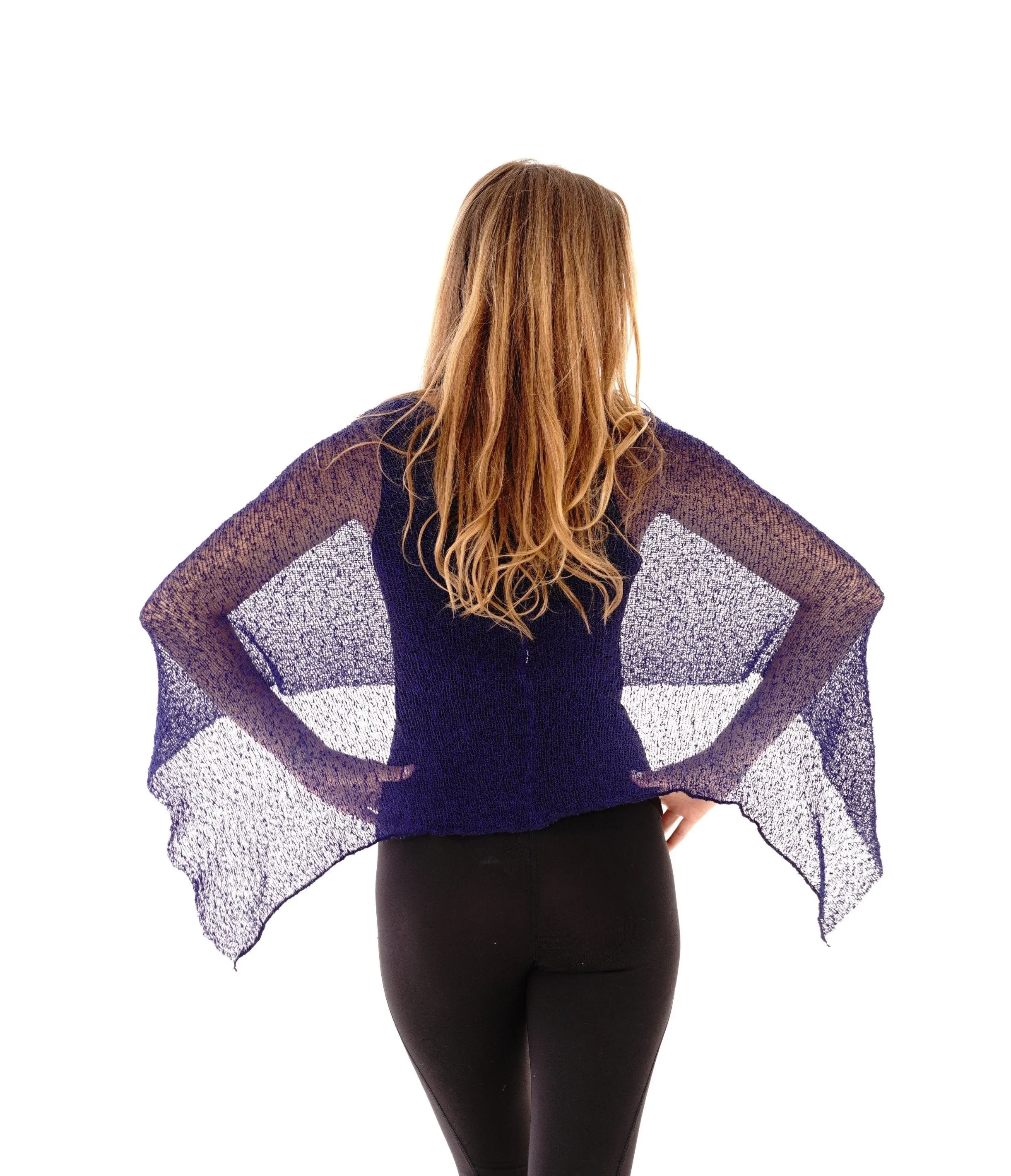 Sheer Knit Poncho Shrug - Lightweight Cover-Up by SHU-SHI