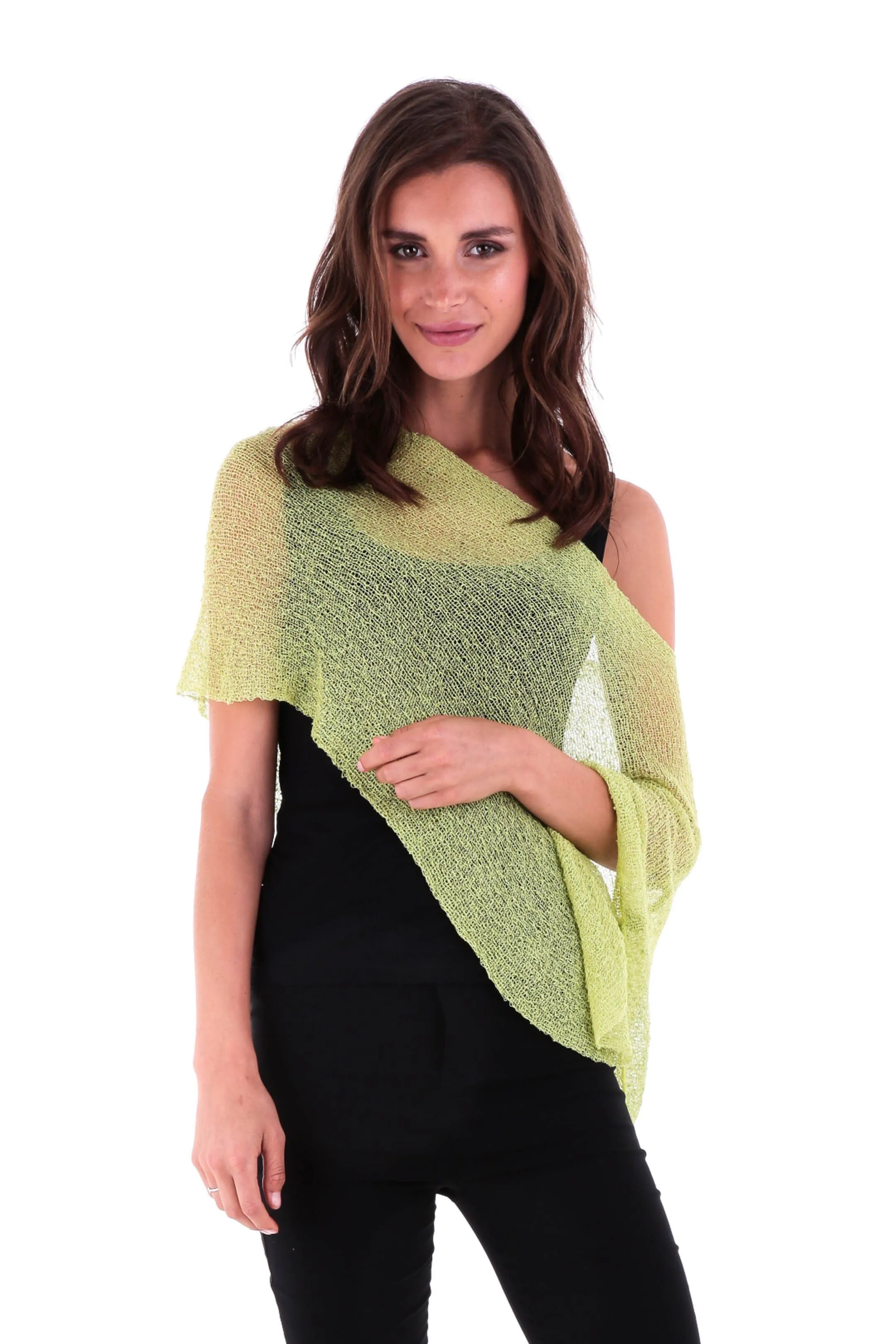 Sheer Knit Poncho Shrug - Lightweight Cover-Up by SHU-SHI