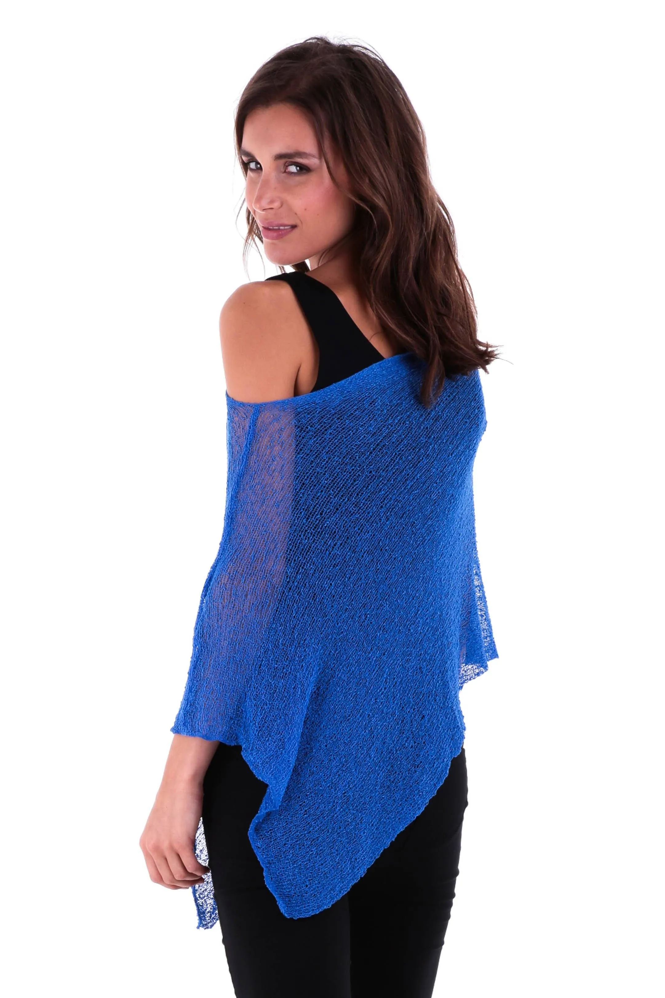 Sheer Knit Poncho Shrug - Lightweight Cover-Up by SHU-SHI