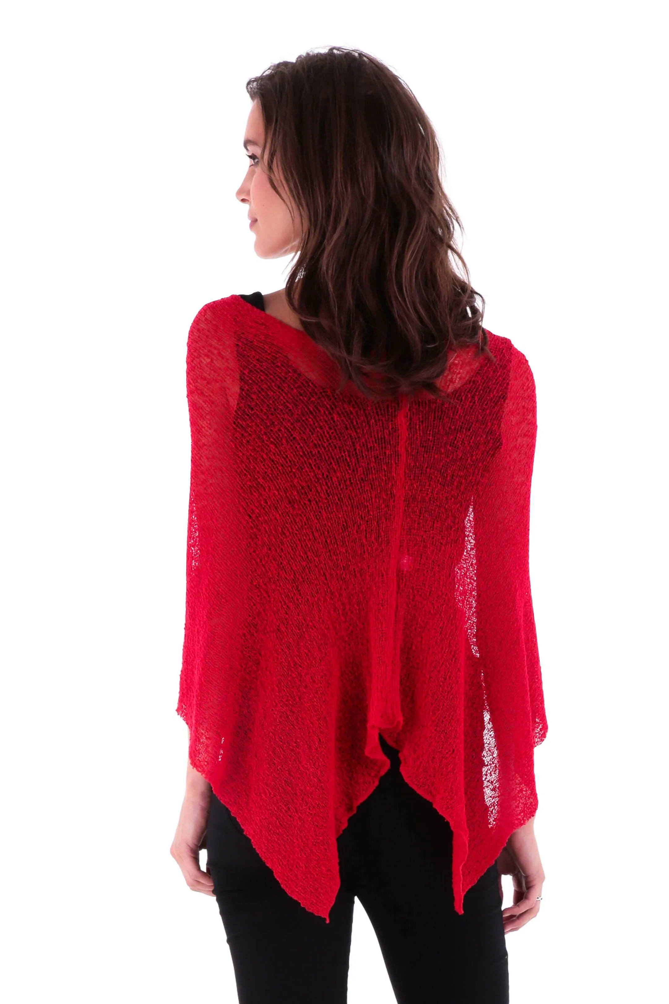 Sheer Knit Poncho Shrug - Lightweight Cover-Up by SHU-SHI