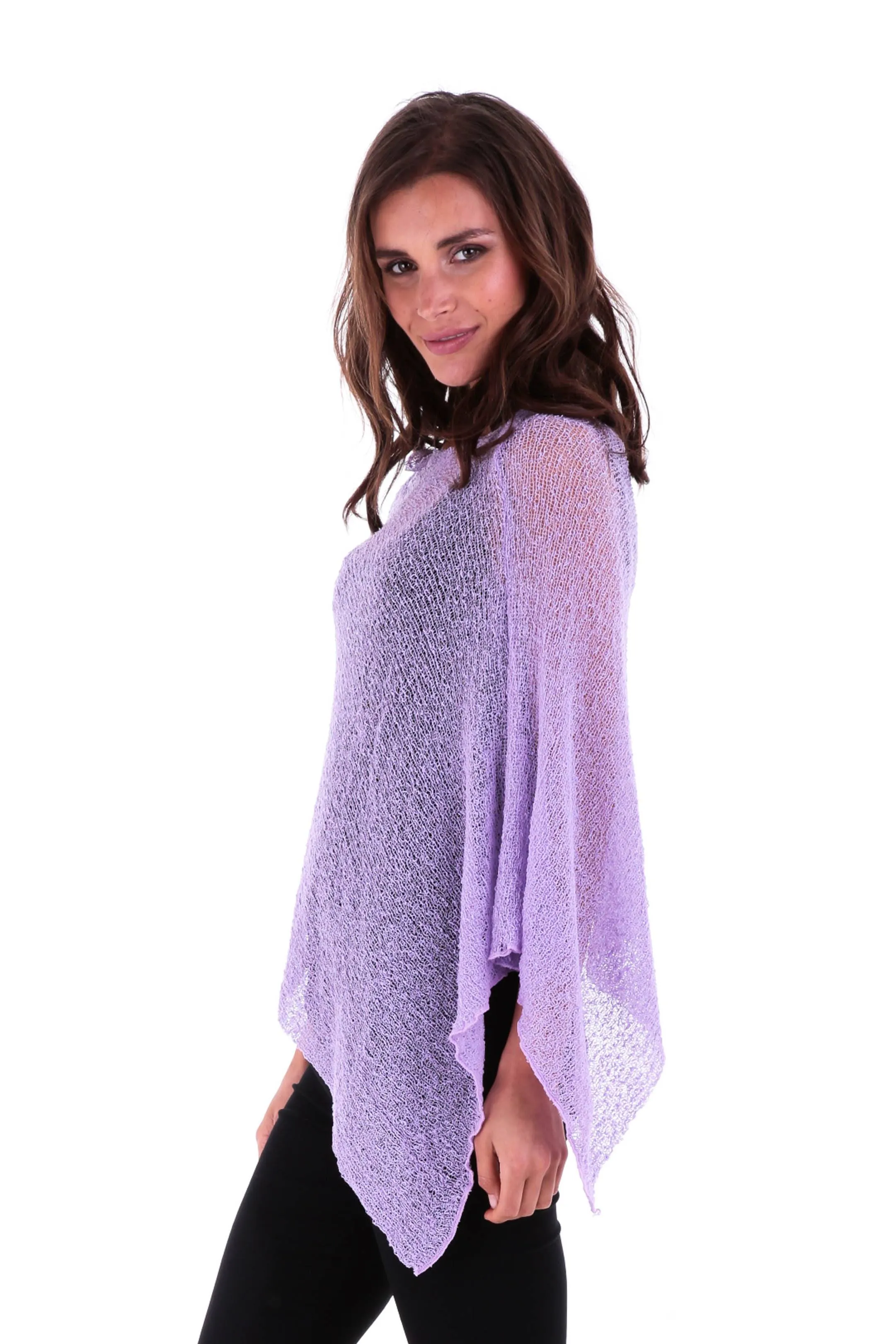 Sheer Knit Poncho Shrug - Lightweight Cover-Up by SHU-SHI