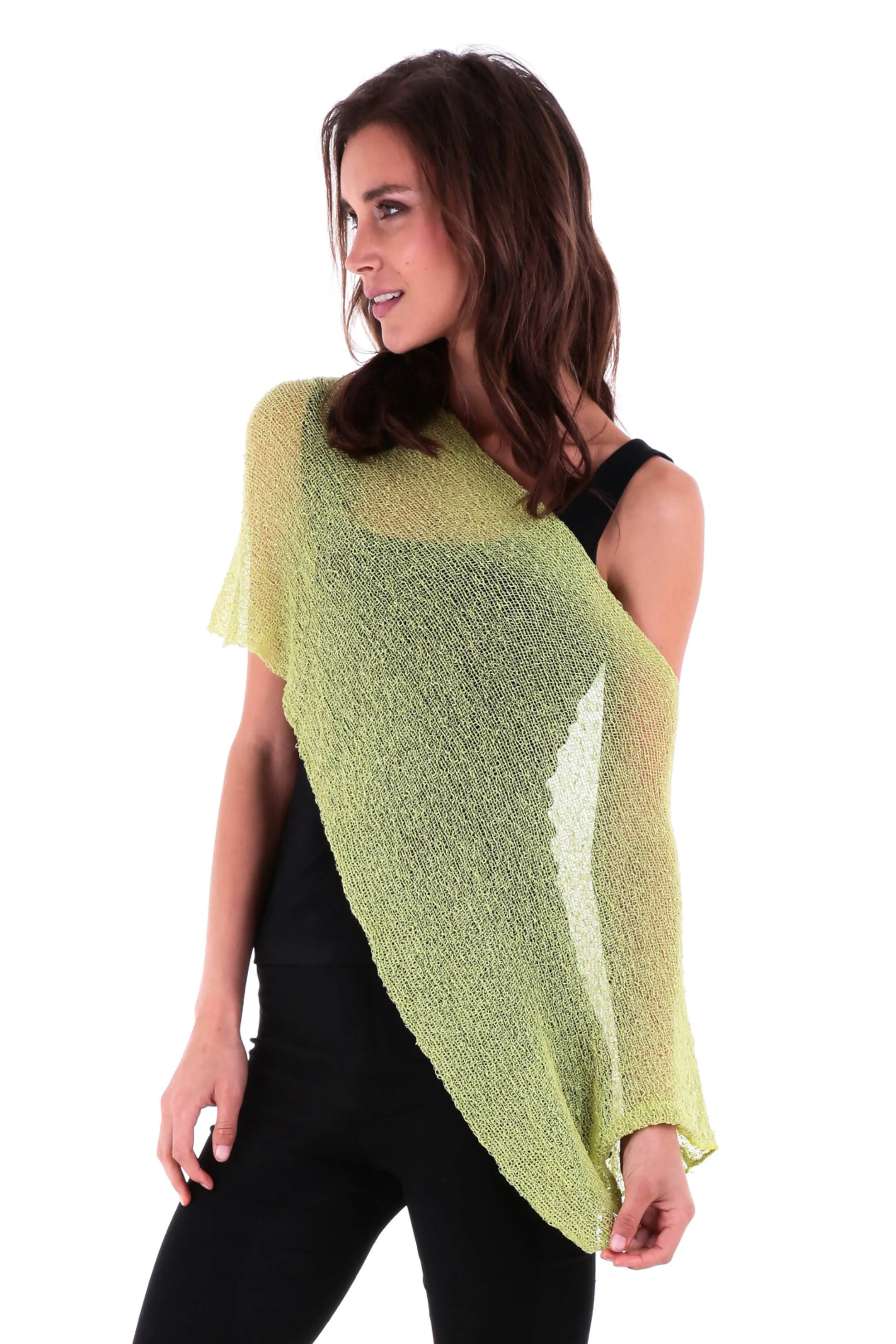 Sheer Knit Poncho Shrug - Lightweight Cover-Up by SHU-SHI