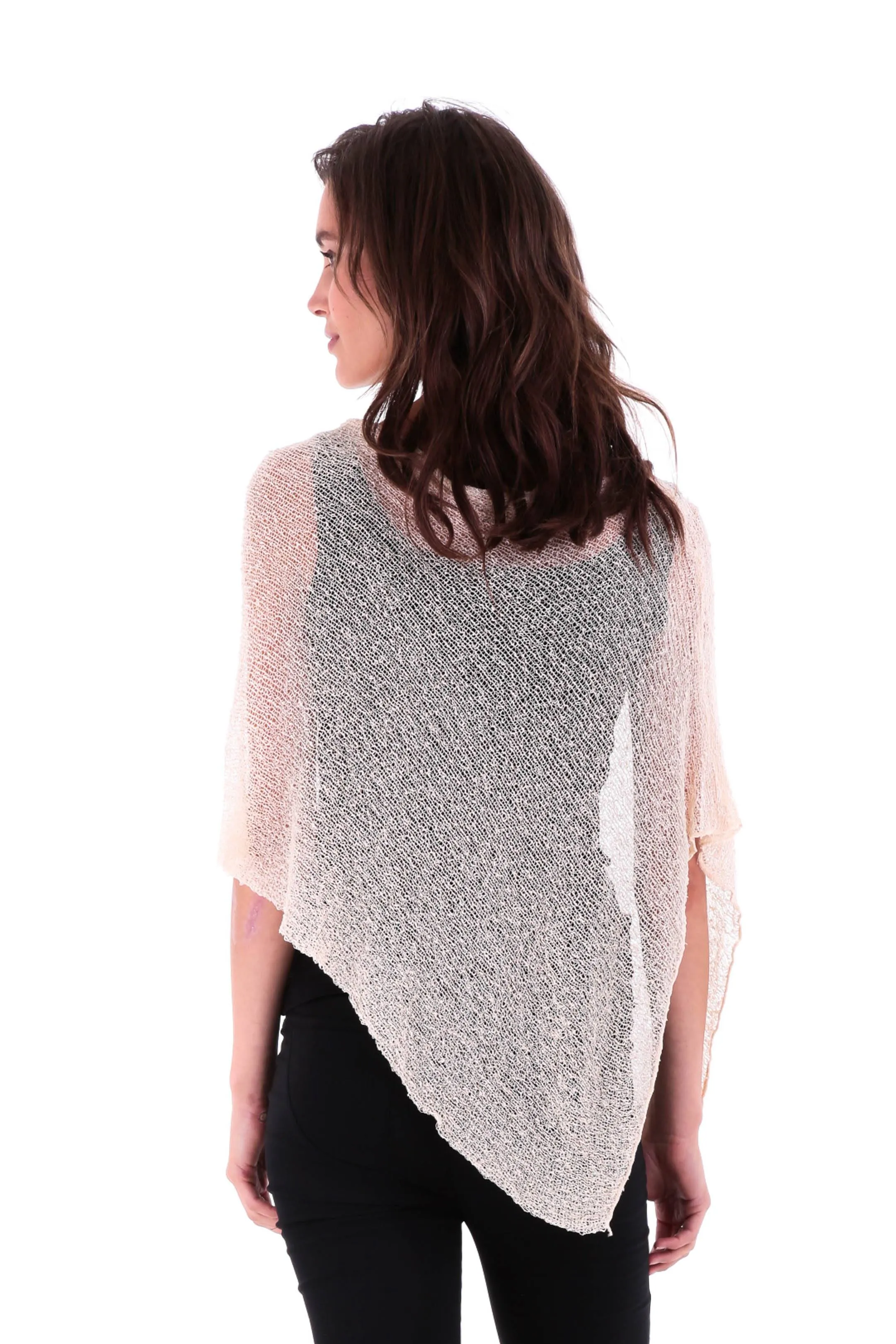 Sheer Knit Poncho Shrug - Lightweight Cover-Up by SHU-SHI