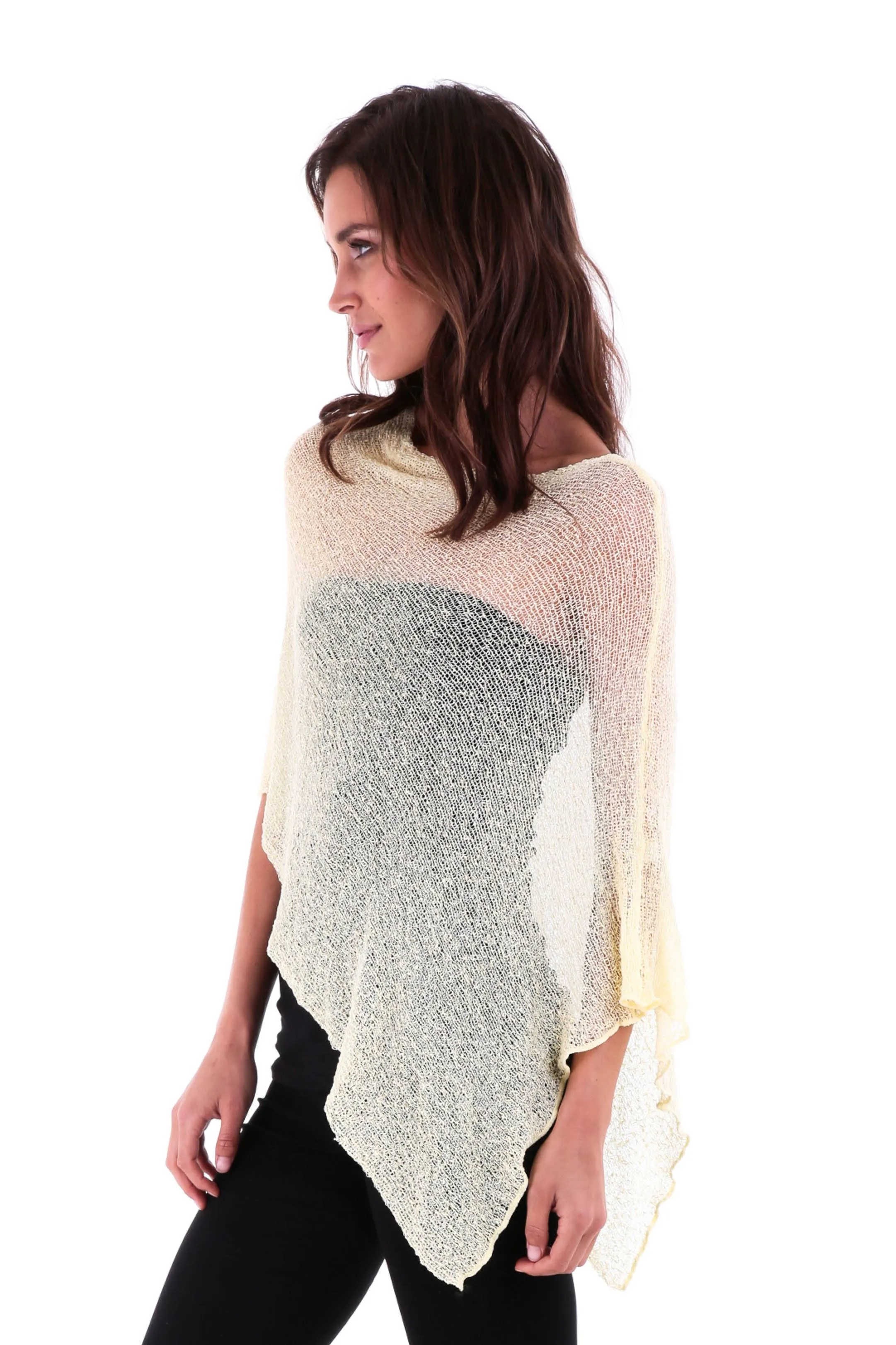 Sheer Knit Poncho Shrug - Lightweight Cover-Up by SHU-SHI