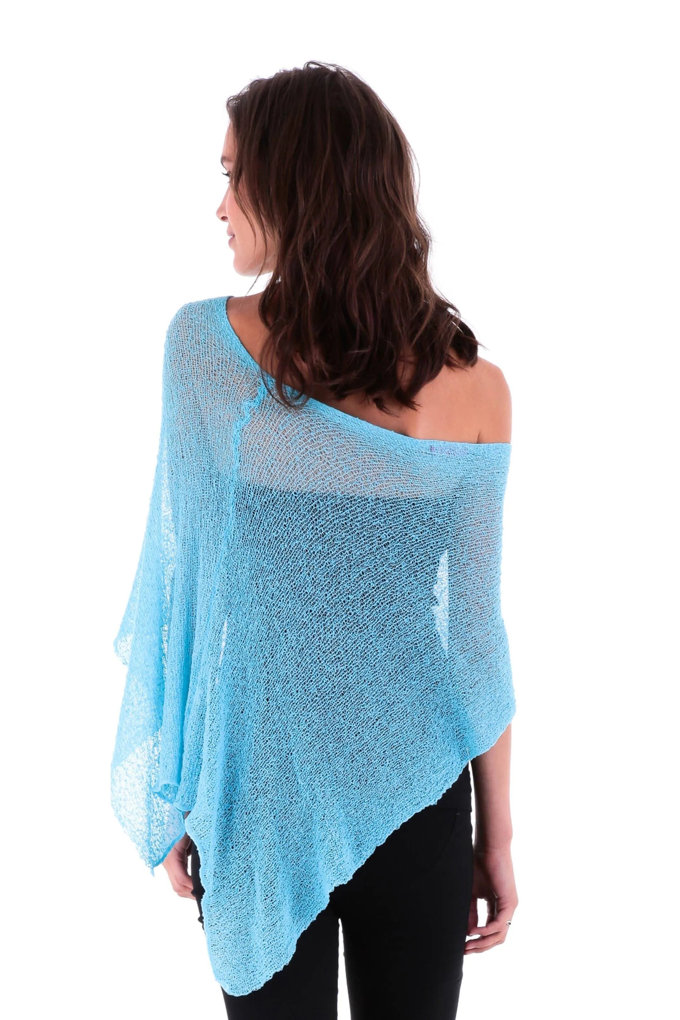 Sheer Knit Poncho Shrug - Lightweight Cover-Up by SHU-SHI