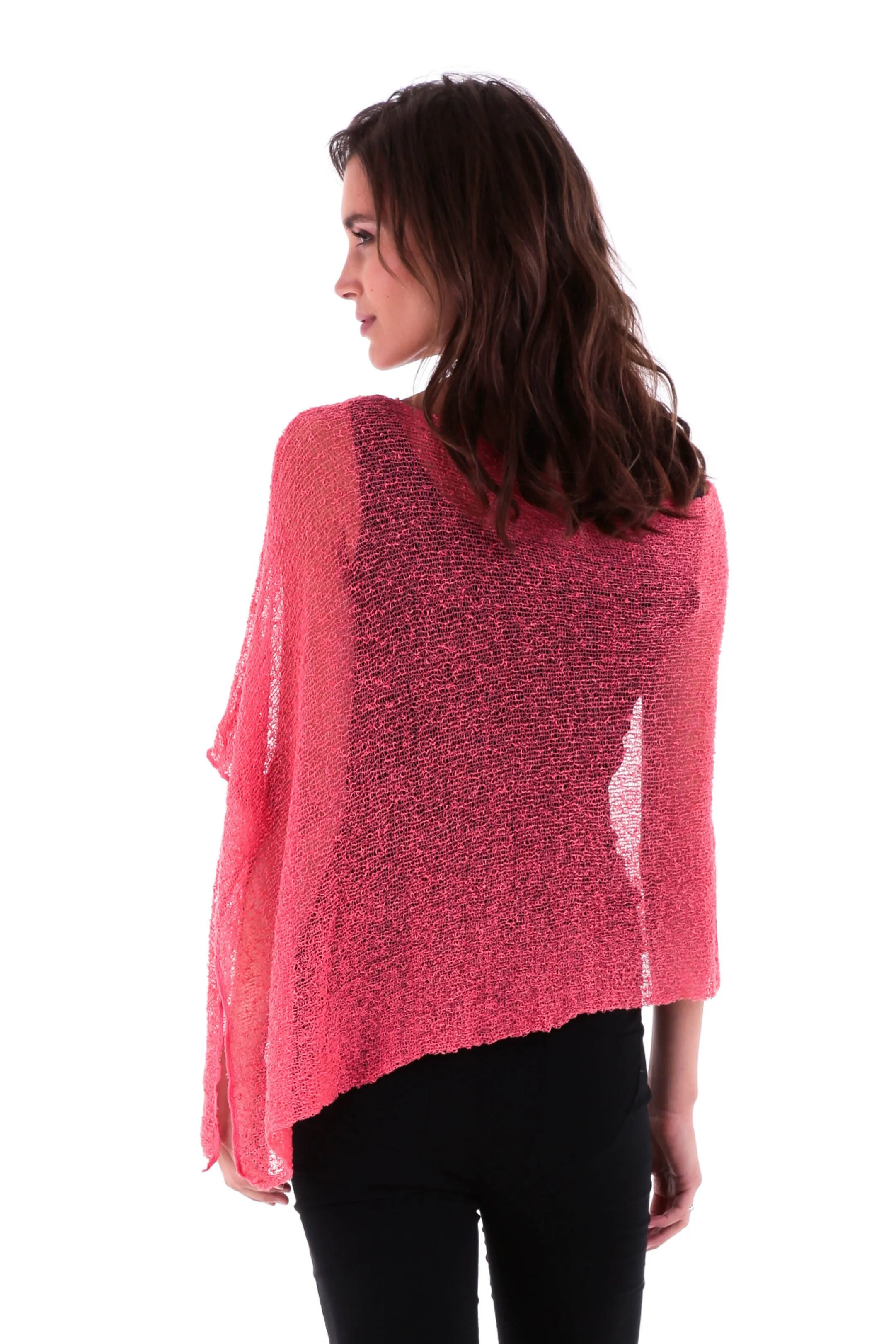 Sheer Knit Poncho Shrug - Lightweight Cover-Up by SHU-SHI