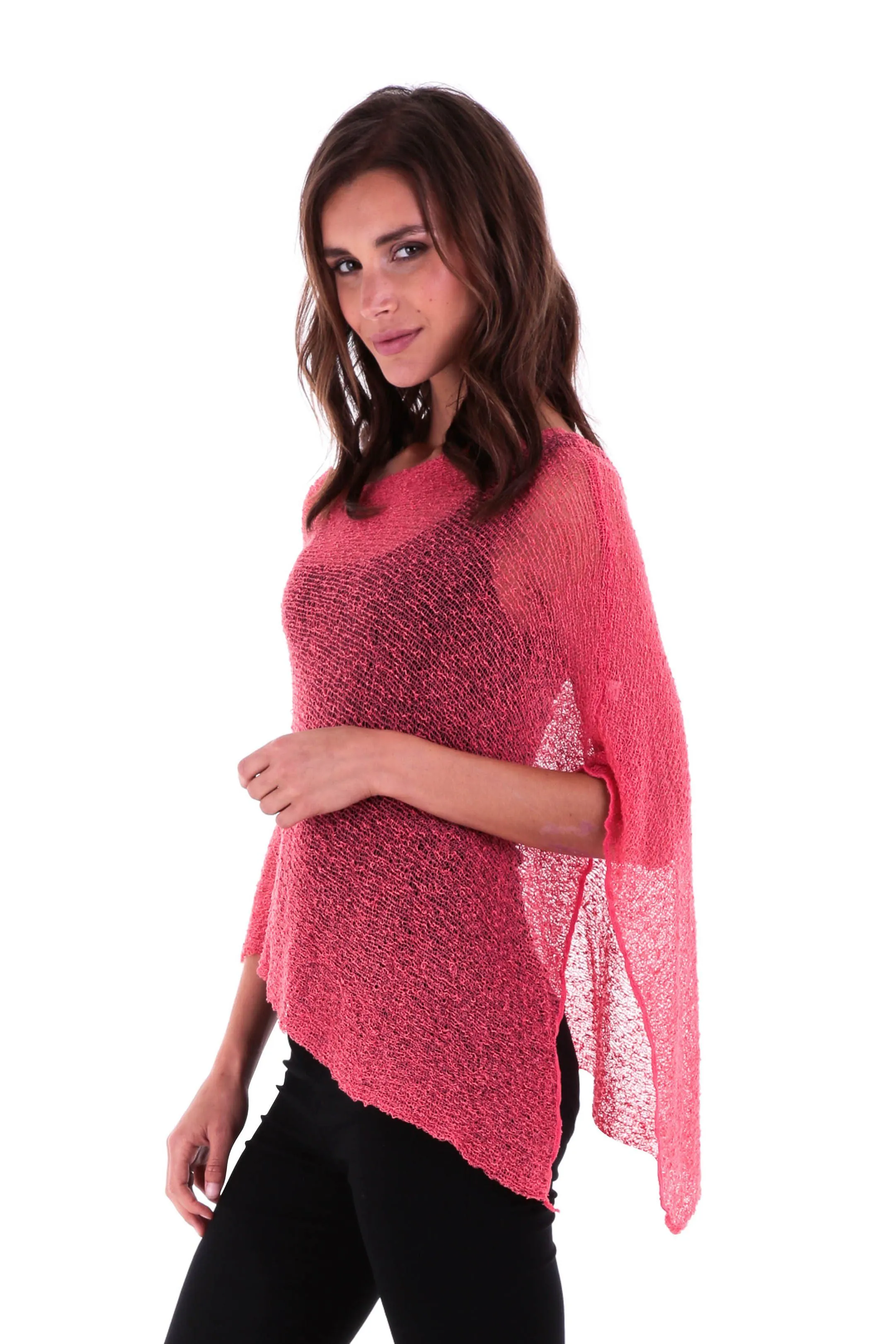 Sheer Knit Poncho Shrug - Lightweight Cover-Up by SHU-SHI