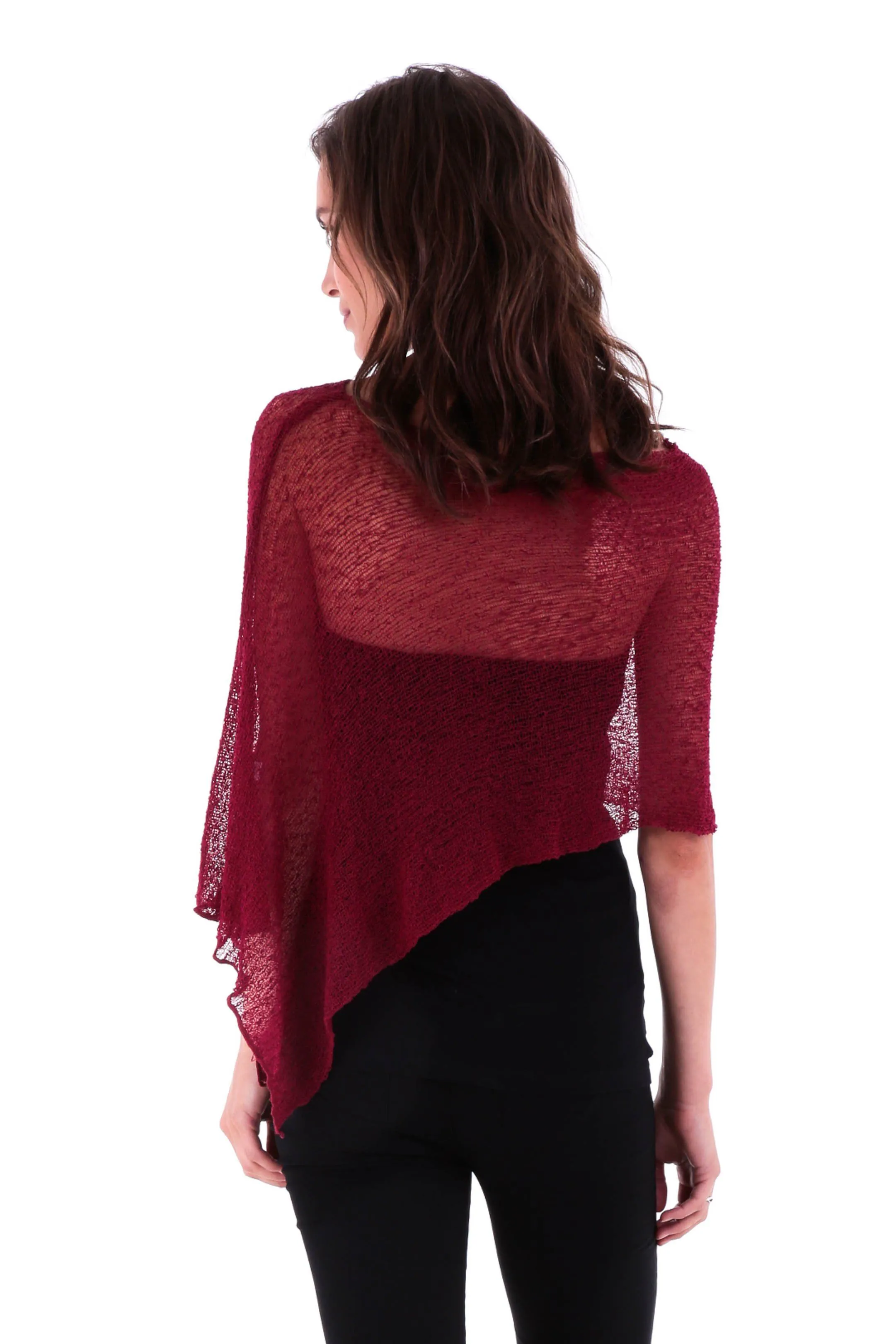 Sheer Knit Poncho Shrug - Lightweight Cover-Up by SHU-SHI