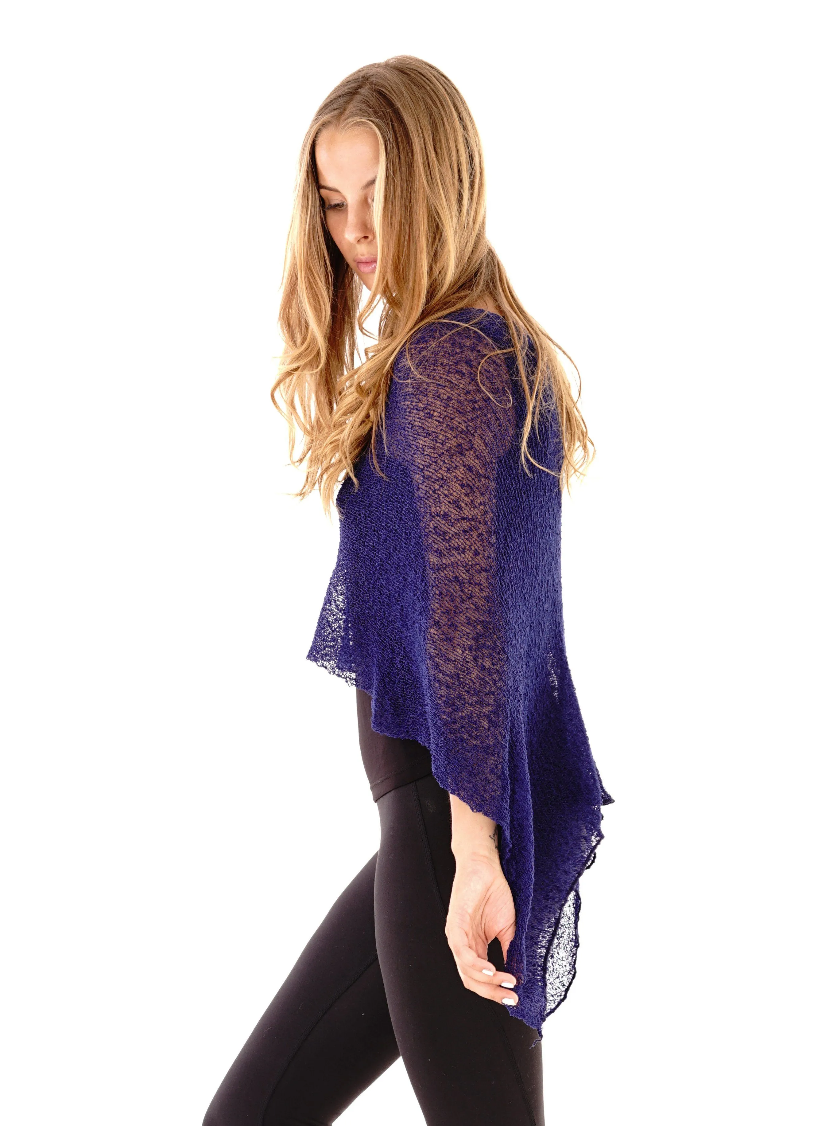 Sheer Knit Poncho Shrug - Lightweight Cover-Up by SHU-SHI