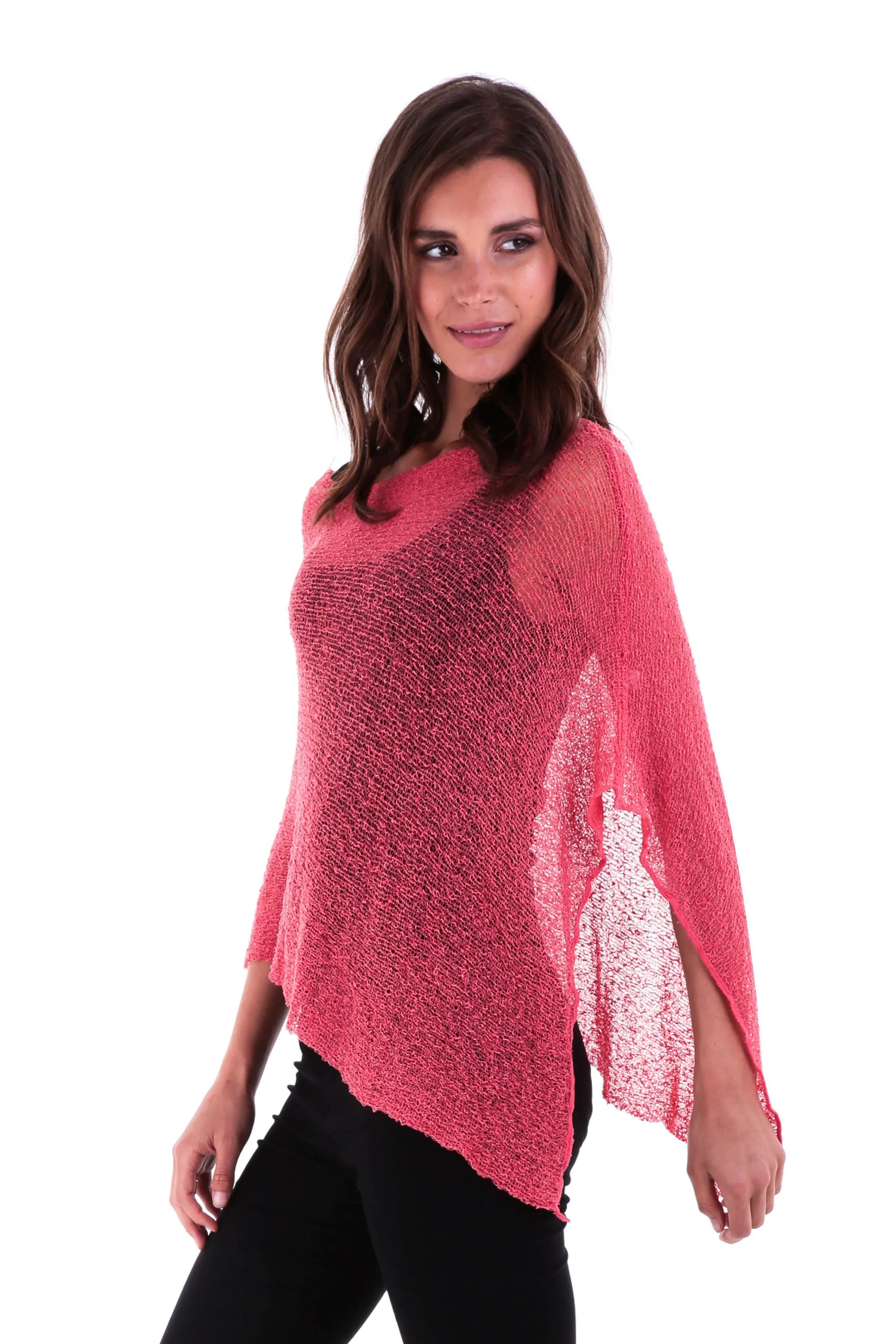 Sheer Knit Poncho Shrug - Lightweight Cover-Up by SHU-SHI