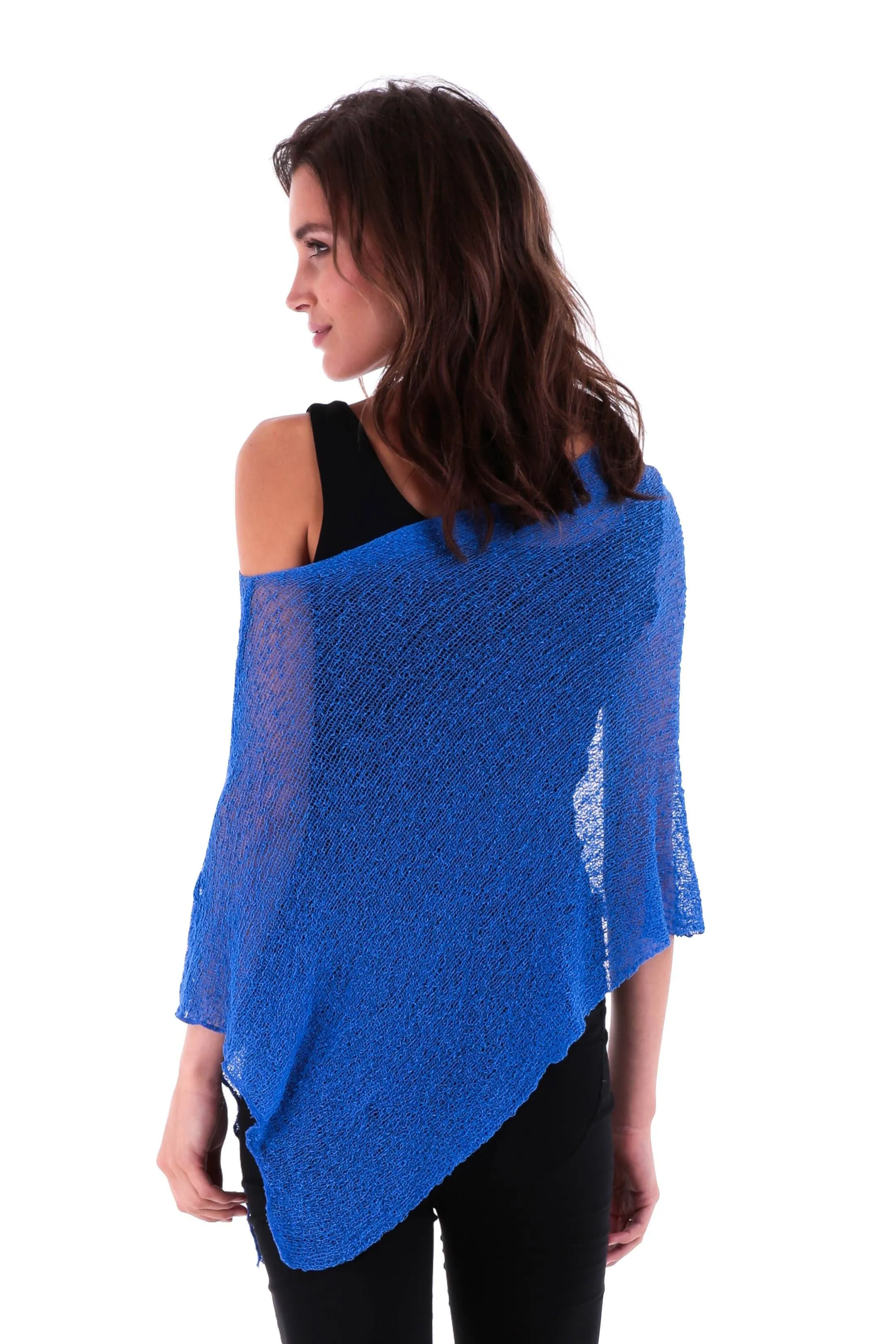 Sheer Knit Poncho Shrug - Lightweight Cover-Up by SHU-SHI